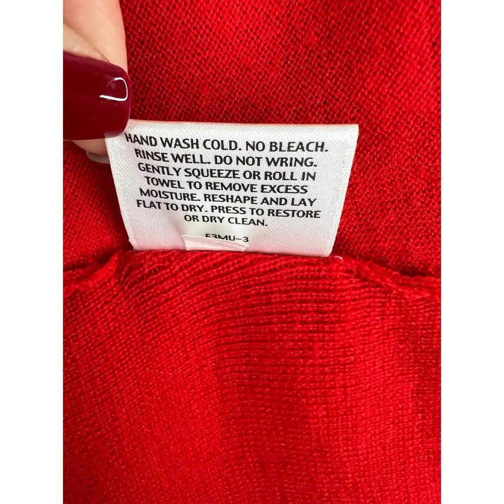Eileen Fisher Red Merino Wool Cowl Neck Long Sleeve Knit Sweater Petite Large L
